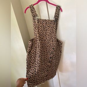 Forever 21 Leopard overall dress. Worn once, great stretchy material 100% cotton